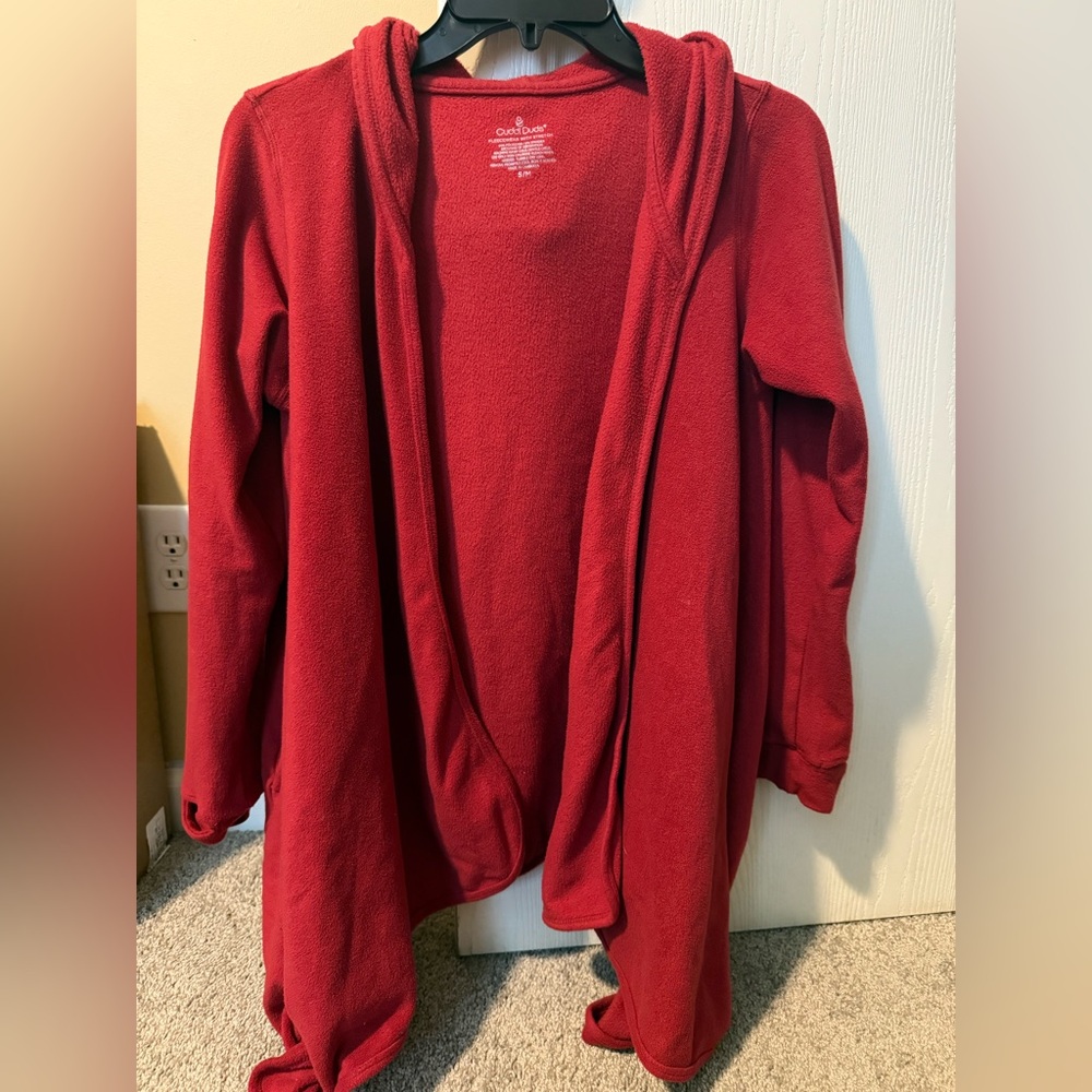 Cuddl Duds Red Fleecewear Cardigan